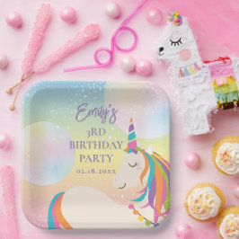 Magical Rainbow Unicorn Girl Birthday Party Pappteller