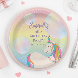 Magical Rainbow Unicorn Girl Birthday Party Pappteller