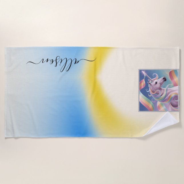 Magical Rainbow Unicorn name Personalized  Strandtuch (Vorderseite)