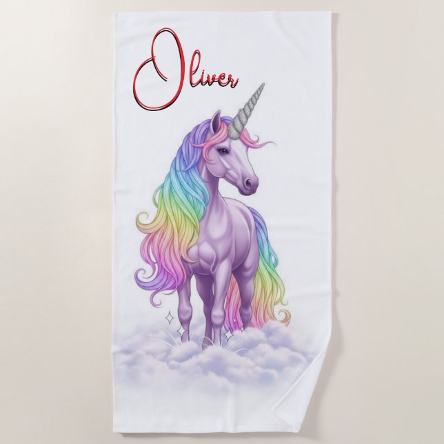 Magical Rainbow Unicorn name Personalized  Strandtuch (Vorderseite)