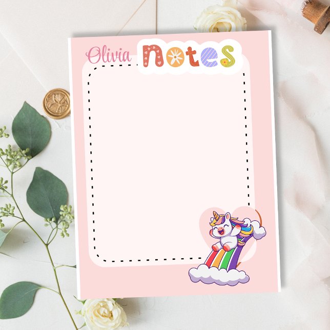Magical Rainbow Unicorn Personalized cute Notizblock (Von Creator hochgeladen)