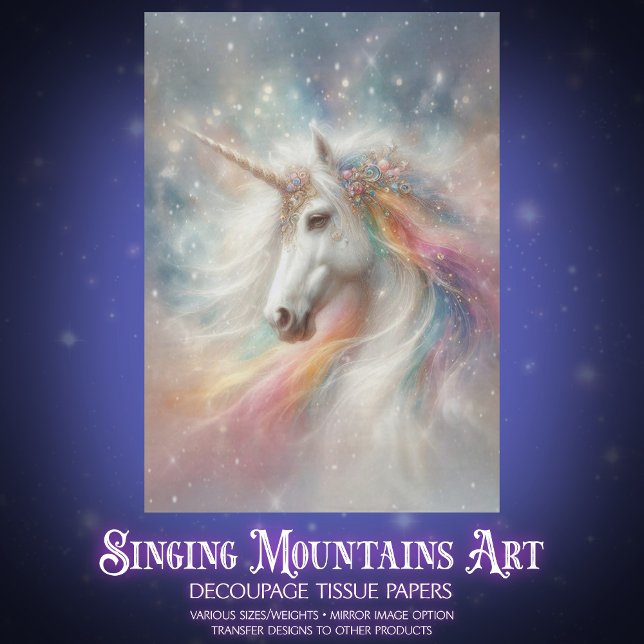 Magical Rainbow Unicorn Portrait Decoupage  Seidenpapier (Von Creator hochgeladen)