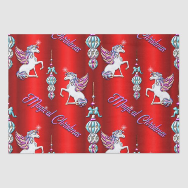 Magical Red Unicorn Weihnachten Seidenpapier (Vorderseite)