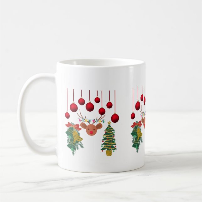 Magical Reindeer Bells and Christmas Tree Design  Kaffeetasse (Links)