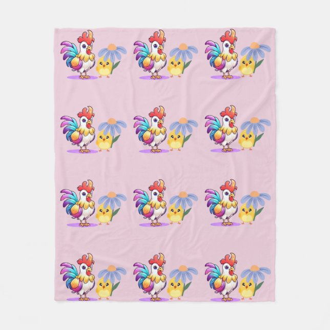 Magical Rooster Baby Girl Fleece Blanket (Vorderseite)