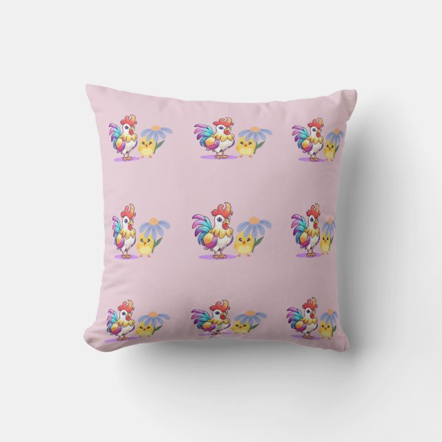 Magical Rooster Outdoor Throw Pillow Kissen (Vorderseite)