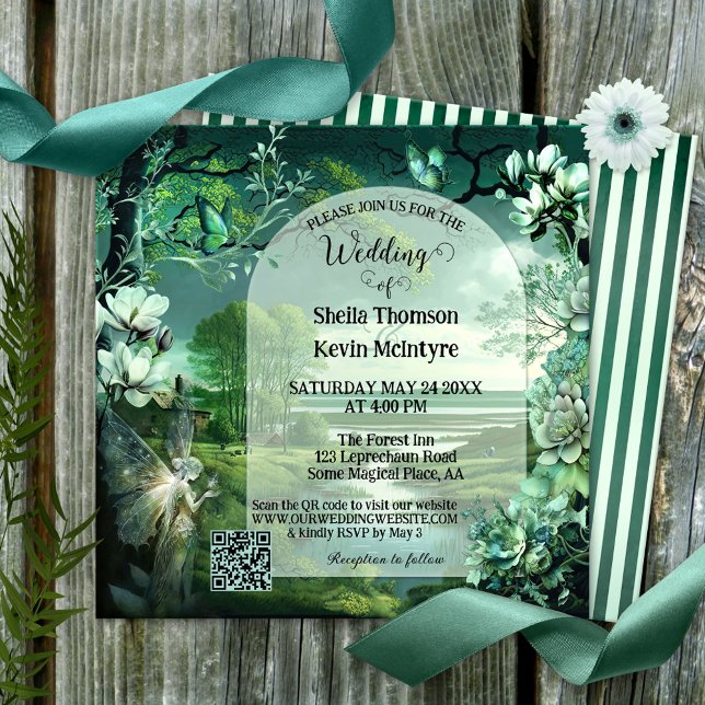 Magical Sage Irish Fairy QR Code Hochzeit Einladung (Von Creator hochgeladen)