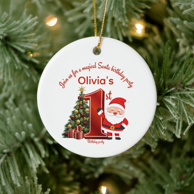 Magical Santa Birthday Design for Kids Keramik Ornament (Baum)
