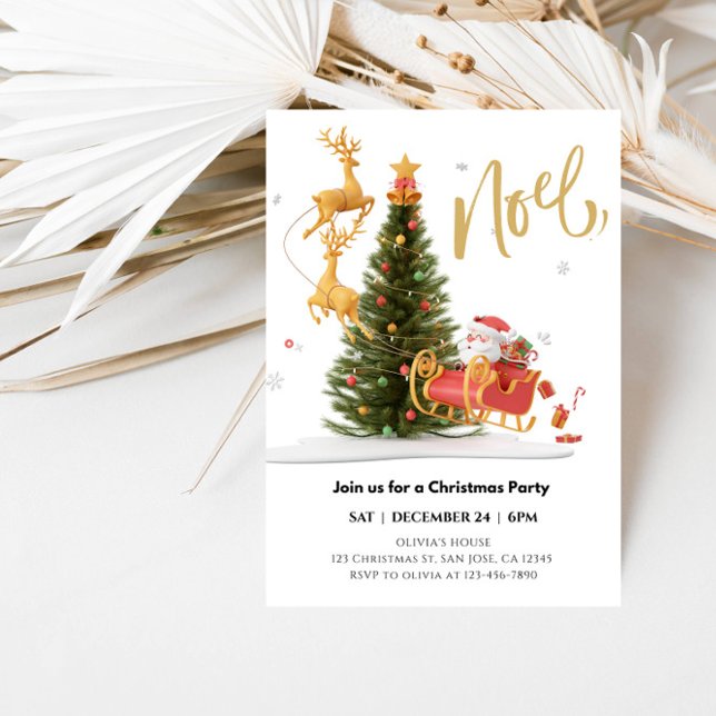 Magical Santa Claus Riding Sleigh Weihnachten Part Einladung (Von Creator hochgeladen)
