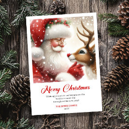 Magical Santa With Rudolph Classic Christmas Card Feiertagskarte