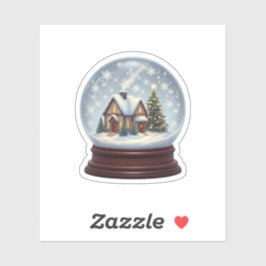 Magical Snow Globe Christmas House & Tree  Aufkleber