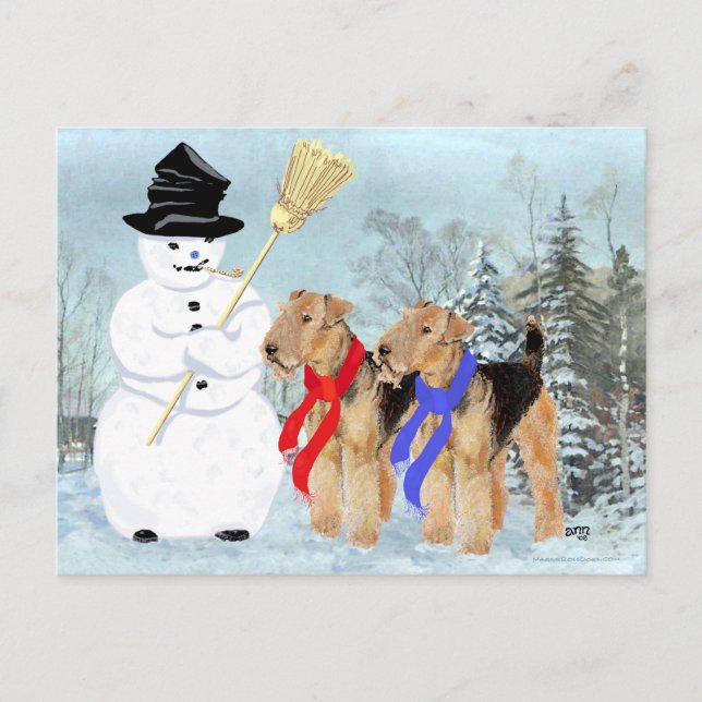 Magical Snowman Feiertagspostkarte (Vorderseite)