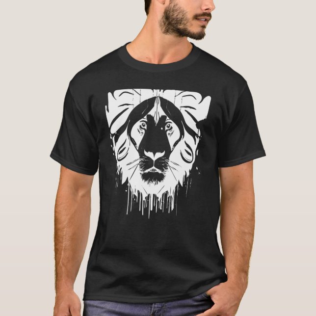 Magical Spiritual Lion Sacred Geometry Pyramid Leo T-Shirt (Vorderseite)