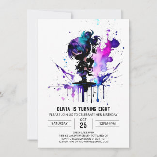 Magical Spy Ninja Digital Girl Geburtstag Einladung