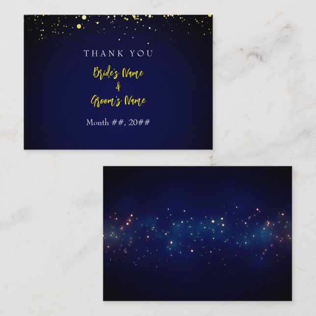 Magical Starry Night Wedding Dankeschön Card Begleitkarte (Vorne/Hinten)