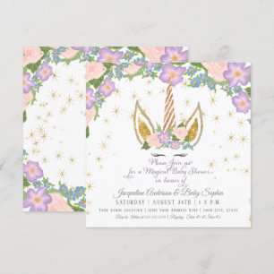 Magical Stars Baby Girl Dusche Unicorn Horn Flora Einladung
