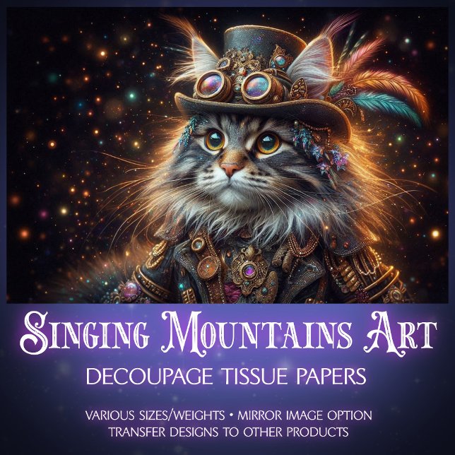 Magical Steampunk Maine Coon Cat Decoupage Seidenpapier (Von Creator hochgeladen)