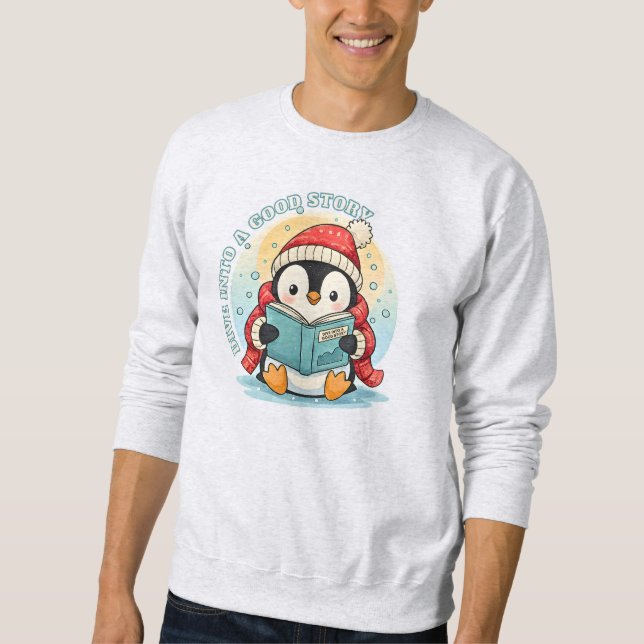 Magical Storytelling Penguin Winter Book Lover Swe Sweatshirt (Vorderseite)