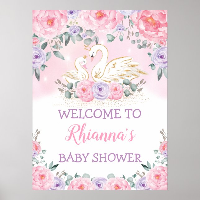 Magical Swan Princess Baby Dusche Willkommen Poster (Vorne)