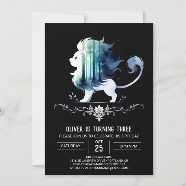 Magical Sweet Lion Birthday Einladung (Vorderseite)