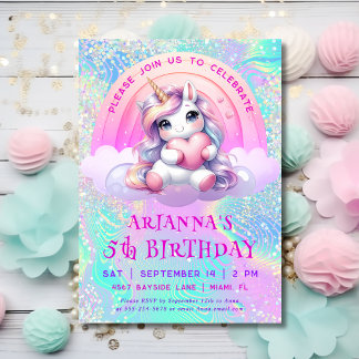 Magical Sweet Unicorn Glitzer Geburtstag Einladung