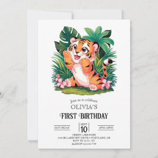 Magical Tiger 1. Geburtstag Digital Einladung