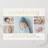 Magical Time Foil Baby Birth Ankündigung Postkarte