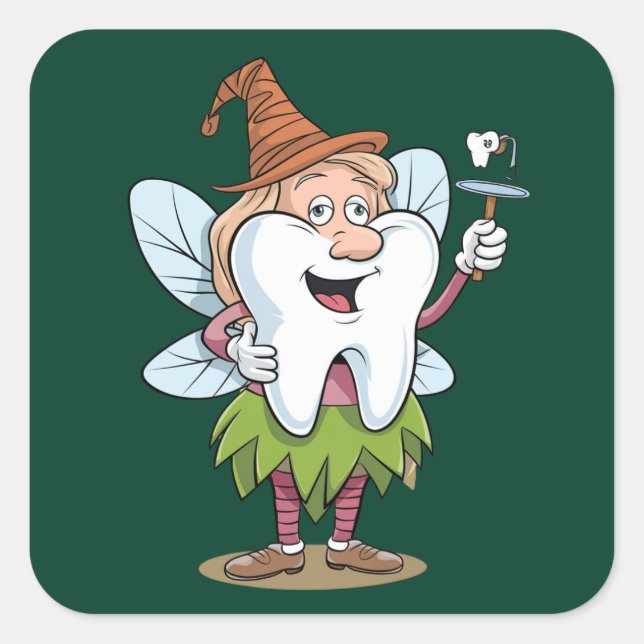 Magical Tooth Fairy Art Quadratischer Aufkleber (Vorderseite)