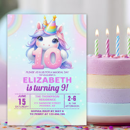Magical Unicorn 10th Birthday for Girls Einladung