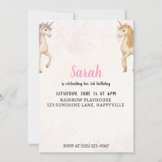 Magical Unicorn 3. Geburtstag Einladung | Pink