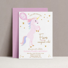 Magical Unicorn 5. Geburtstag Einladung pink