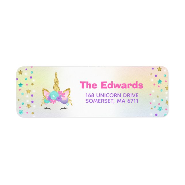 Magical Unicorn Address Labels Unicorn Party (Vorne)