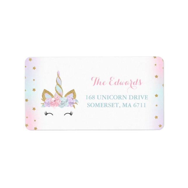 Magical Unicorn Address Labels Unicorn Party Adressaufkleber (Vorne)