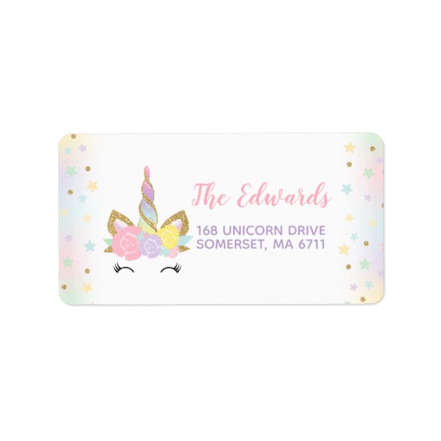 Magical Unicorn Address Labels Unicorn Party Adressaufkleber (Vorne)