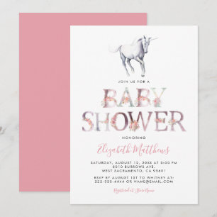 Magical Unicorn Baby Dusche Pink Floral Girl Einladung