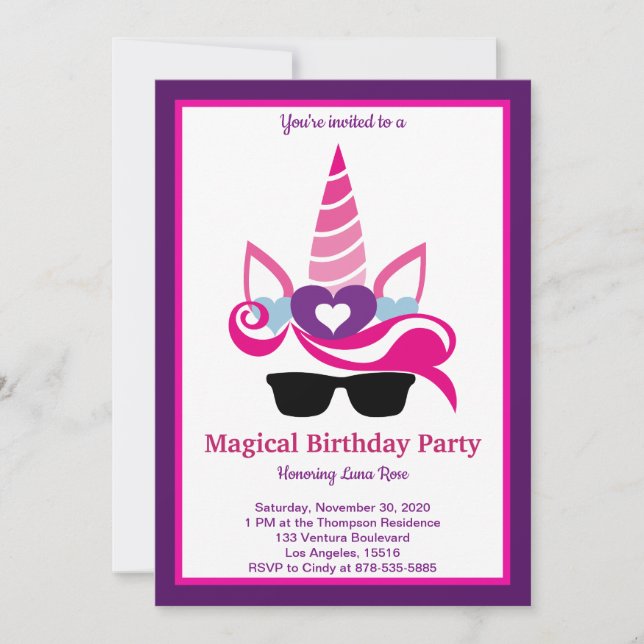 Magical Unicorn Birthday Einladung (Vorderseite)