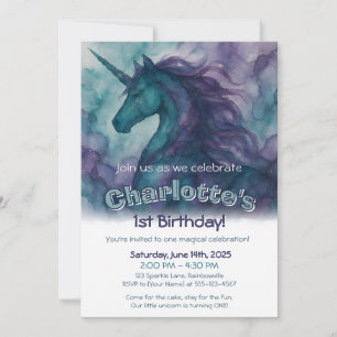 Magical Unicorn Birthday Einladung - Alkohol Tinte