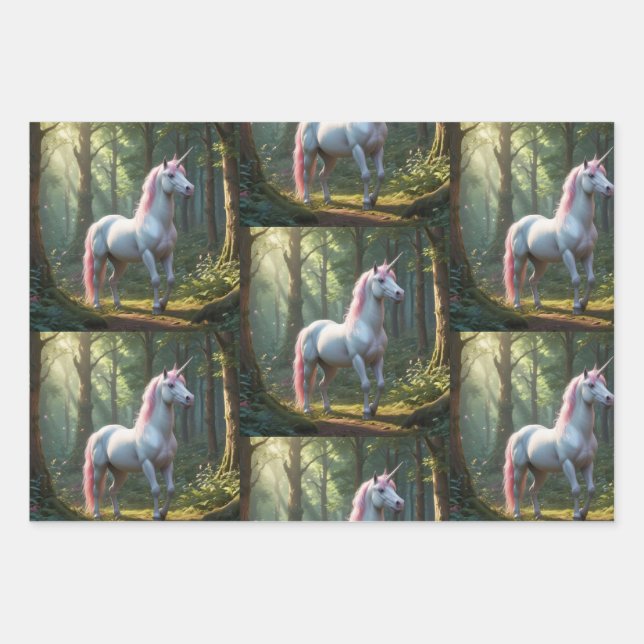 Magical Unicorn Birthday Geschenkpapier Set (Vorderseite)