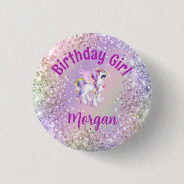 Magical Unicorn Birthday Girl Button