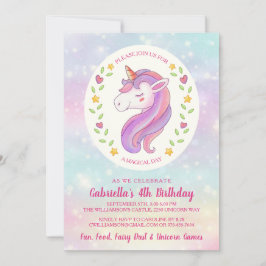 Magical Unicorn Birthday Girl Party Einladung