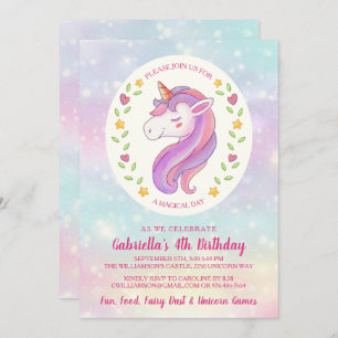 Magical Unicorn Birthday Girl Party Einladung