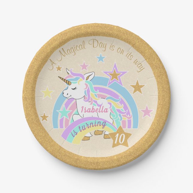 Magical Unicorn Birthday Pappteller (Vorderseite)
