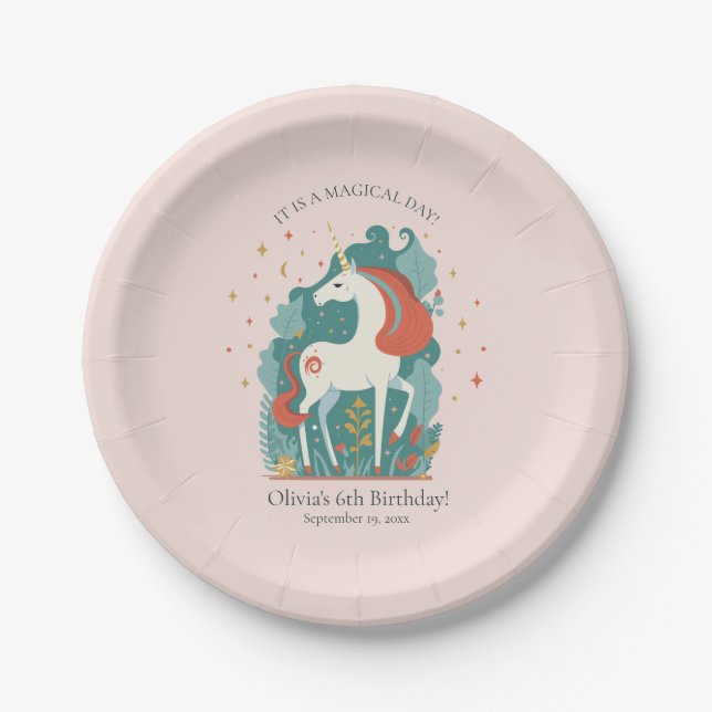 Magical Unicorn Birthday Pappteller (Vorderseite)