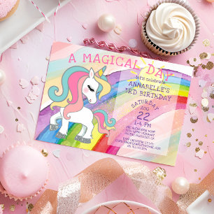 Magical Unicorn Birthday Rainbow Fairytale Einladung