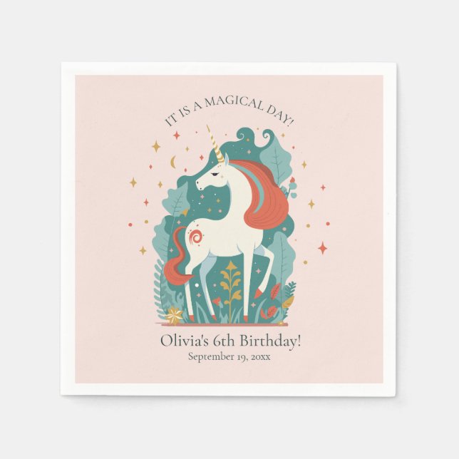 Magical Unicorn Birthday Serviette (Vorderseite)