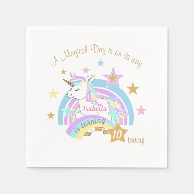 Magical Unicorn Birthday Serviette (Vorderseite)