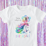 Magical Unicorn Birthday T-Shirt<br><div class="desc">Treten Sie ein in eine Welt der Zauberei mit unserem Zaubernerhorn Geburtstags-T - Shirt, wo jedes Detail Glitzern mit mädchenhaftem Charme und lebhaften Farben. Dieser T - Shirt mit einem glitzernden, regenbogenfarbenen Einhorn inmitten einer Konfetti-Kulisse und einem Ballonbündel wird jedem Geburtstagsmädchen eine magische Touch bringen. Mit Rosa-, Blau-, Grün-, Gelb-...</div>