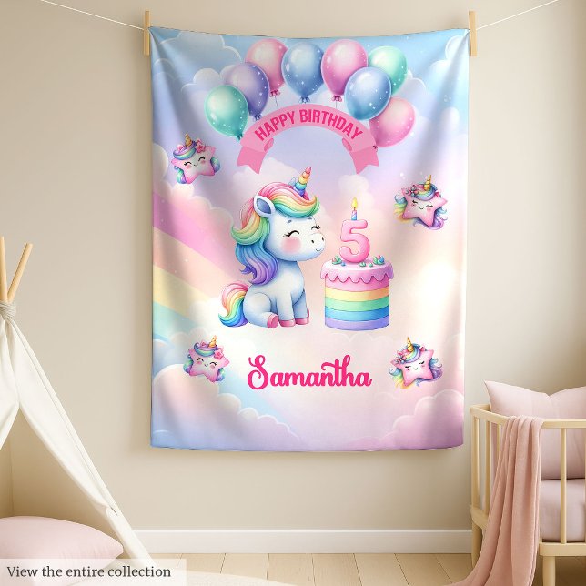 Magical Unicorn Blanket Geschenk für das 5. Geburt Fleecedecke (Magical Unicorn Blanket Gift for 5th Birthday Girl)