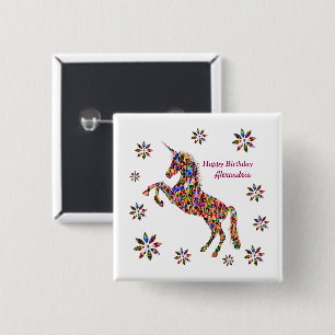 Magical Unicorn Blume Geburtstag personalisieren Button
