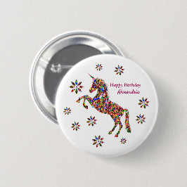 Magical Unicorn Blume Geburtstag personalisieren Button